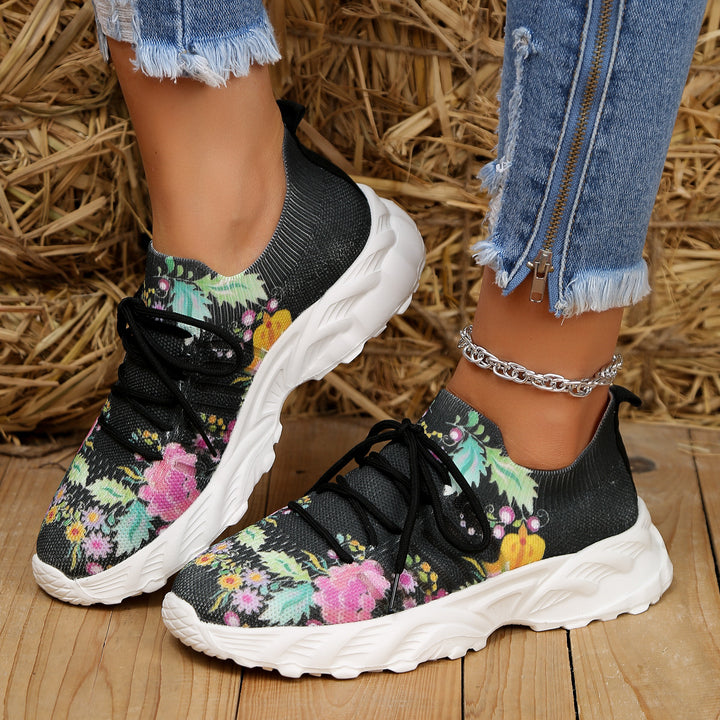 Dame Åndbare Sneakers med blomstermotiv Stilla