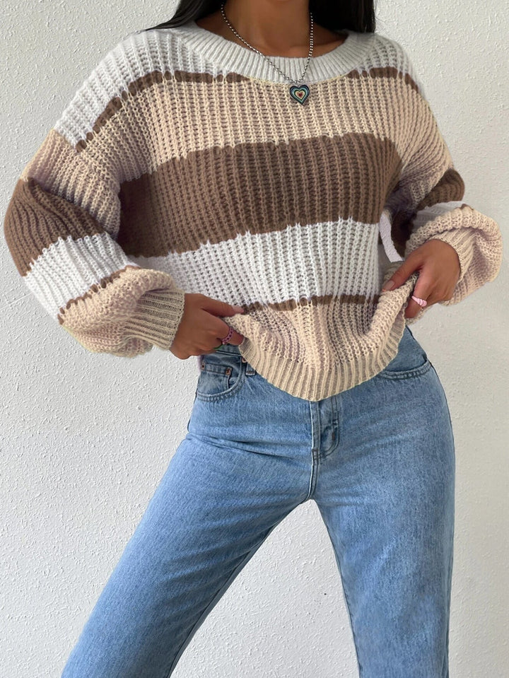 Stilla | Pullover Pullover Grovstrik Overdimensioneret Fit Langærmet Fritid Crew Neck