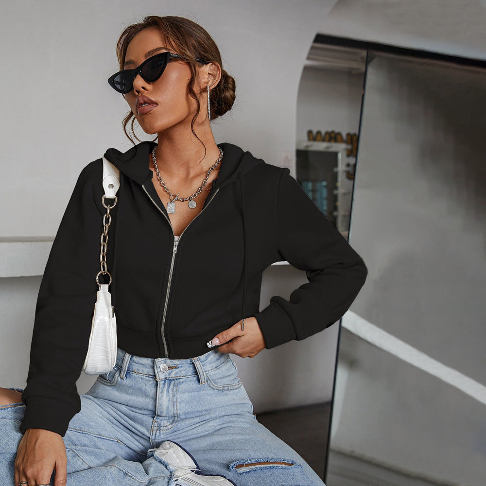 Kvindernes cropped hoodie jakke med moderne snit og komfortabelt materiale Stilla