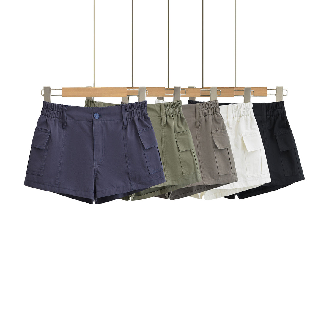 Dame fritids-shorts med praktiske cargo-lommer og elastisk liv Stilla