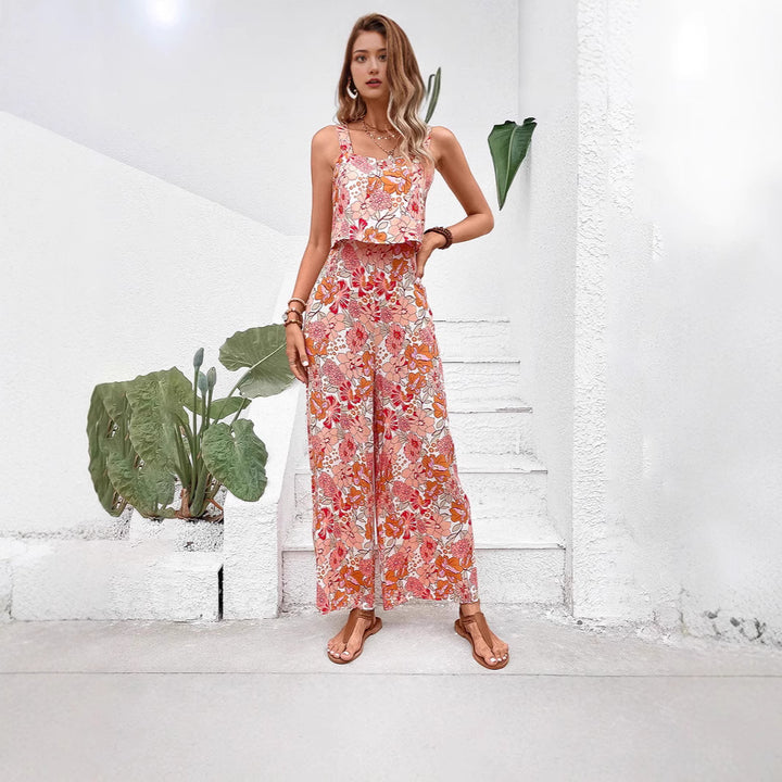 Damer Floral-langærmet-overall med flæser Stilla