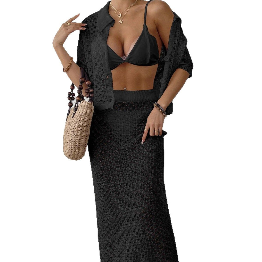 Dame elegant hæklede kimono sæt Skovae