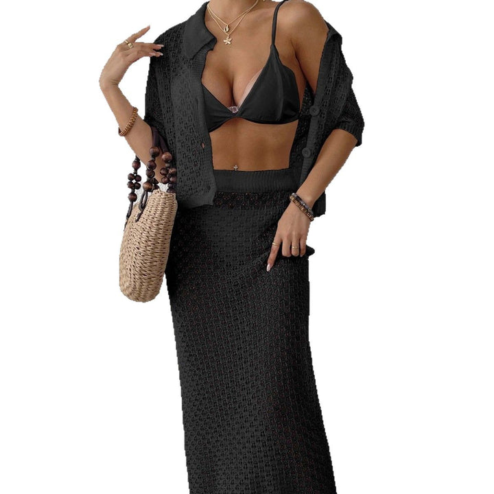 Dame elegant hæklede kimono sæt Skovae