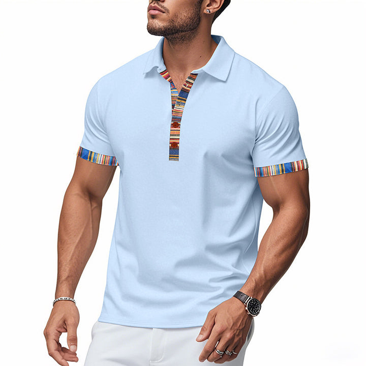 Herre polo shirt med farverig krave og ærmekant Stilla