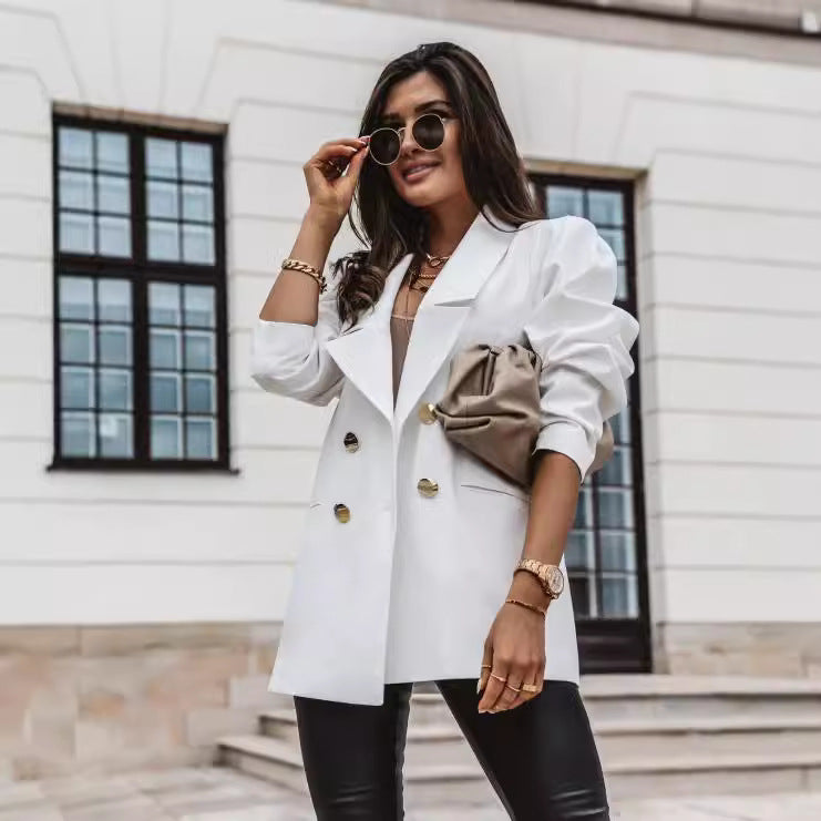 Dame Elegant Oversize-Blazer med dobbelt knaplukning Stilla