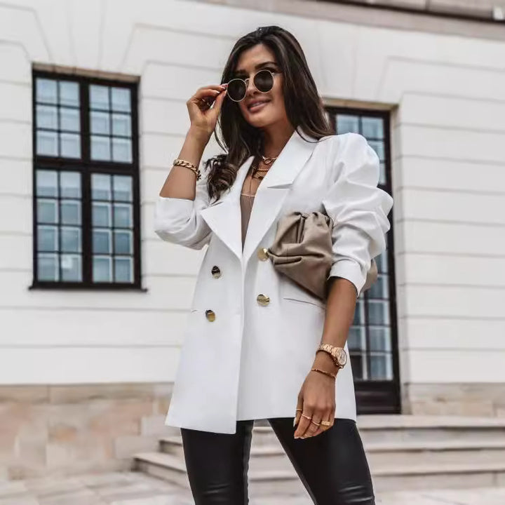 Dame Elegant Oversize-Blazer med dobbelt knaplukning Stilla
