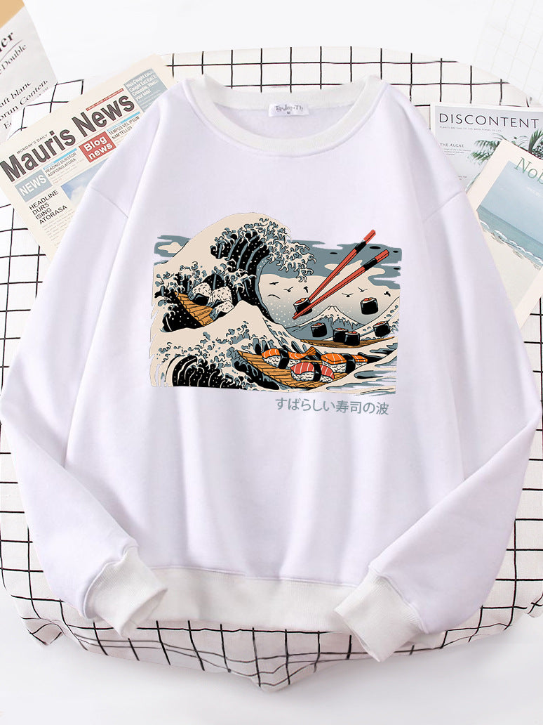Kvindernes sweatshirt med kunstnerisk bølgedesign og komfortabel pasform Stilla