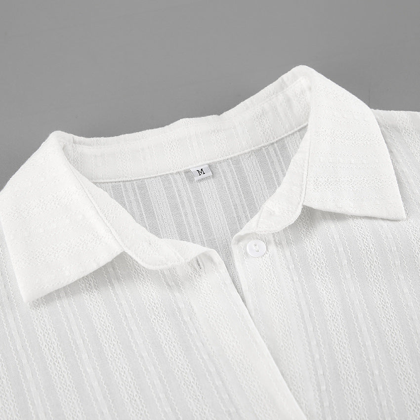 Dame Elegant Oversized Bluse med struktureret stof og lang ærme Stilla
