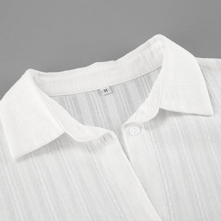 Dame Elegant Oversized Bluse med struktureret stof og lang ærme Stilla