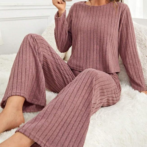 Dame Komfortabel Rib Pyjamasæt med løstsiddende bukser Stilla