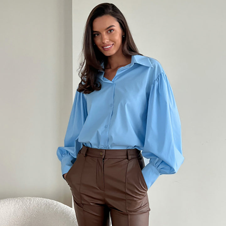Dame trendy bluse med voluminøse ærmer og moderne snit Stilla