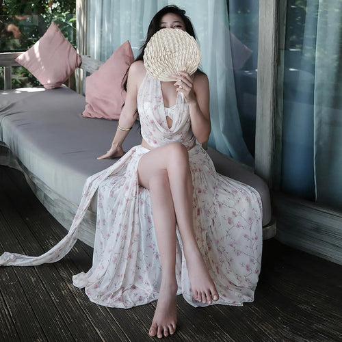 Dame to-delte sæt med blomsterdetaljer og luftigt design Skovae