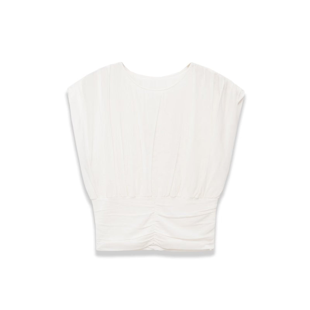 Dame mode oversized top med raffineret bånd Skovae
