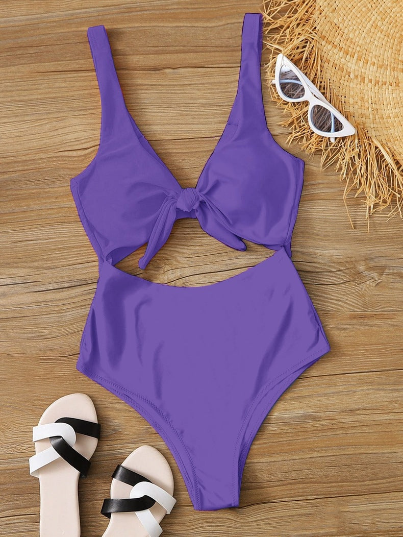 Dame triangel-bikini-sæt med justerbart knudedesign Skovae