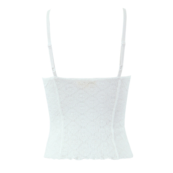 Dame spids-crop-top med raffineret snørredetalje og figurskærende snit Stilla