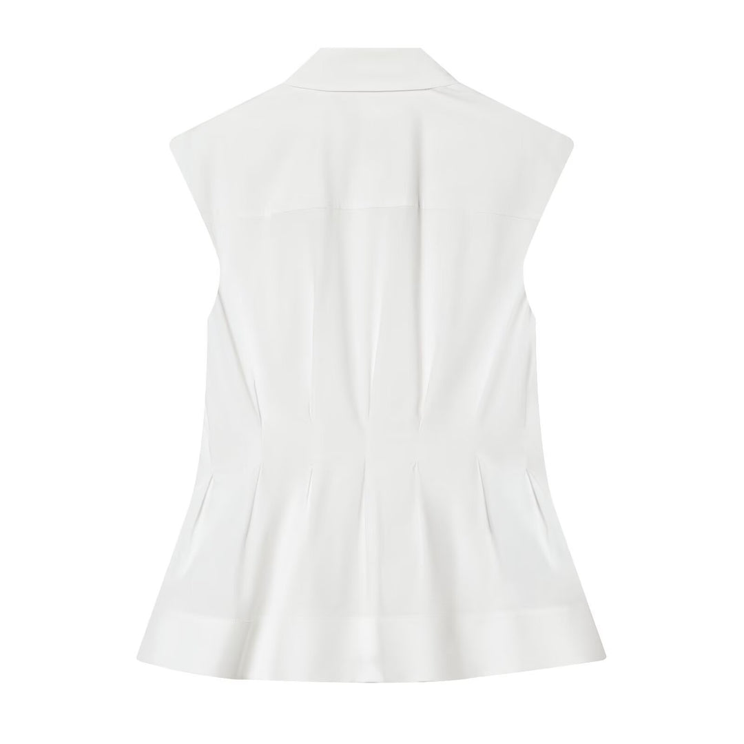 Dame ærmeløs bluse med moderne snit Skovae