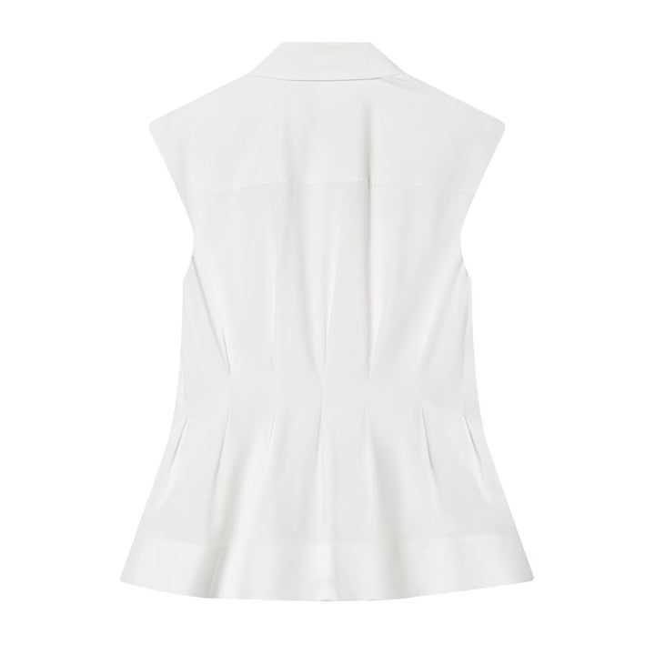 Dame ærmeløs bluse med moderne snit Skovae