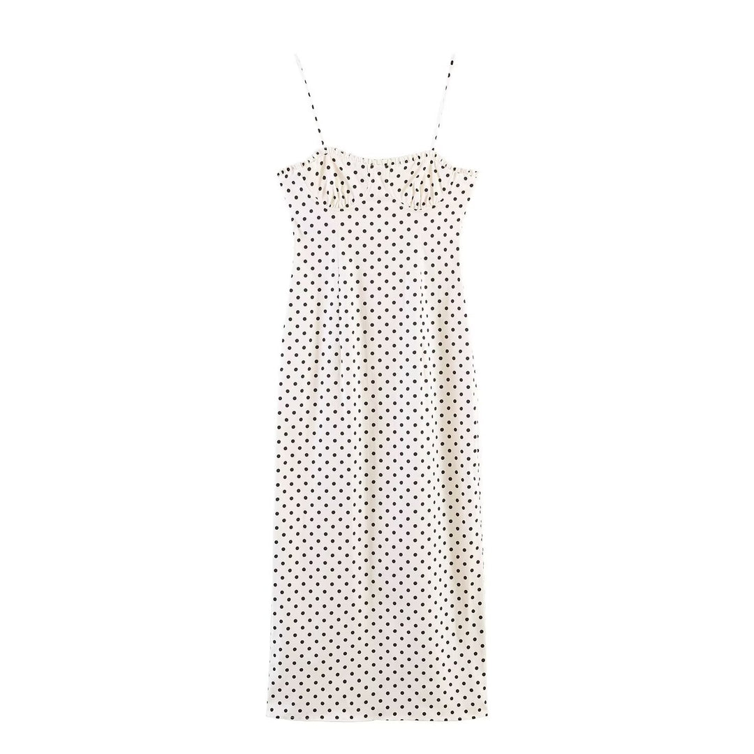 Dame maxikjole med polka-prikker Skovae