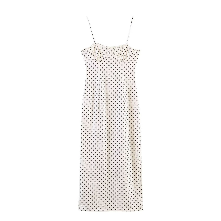 Dame maxikjole med polka-prikker Skovae