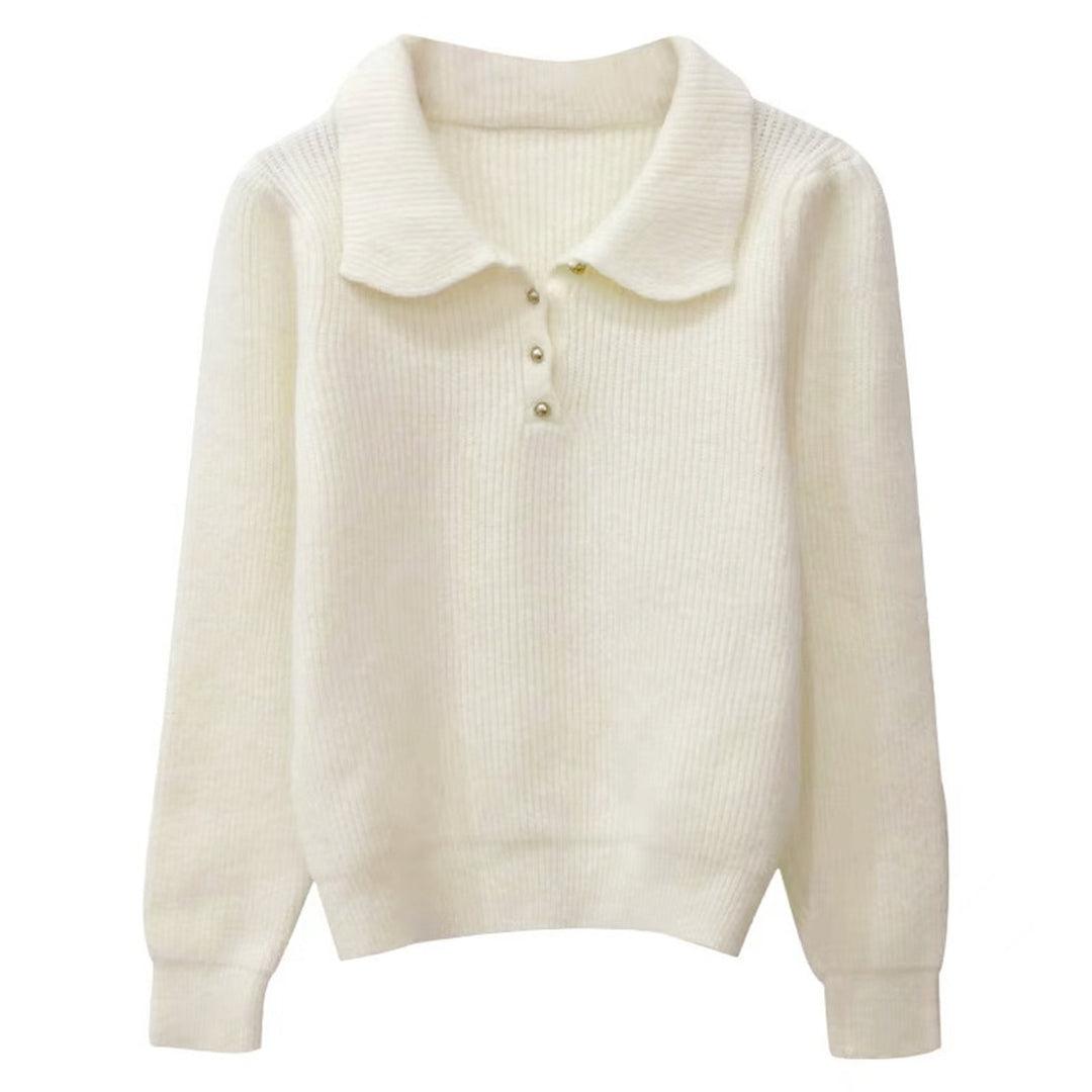 Dame Elegant Polo Krave Sweater lavet af Blødt Strik Stilla