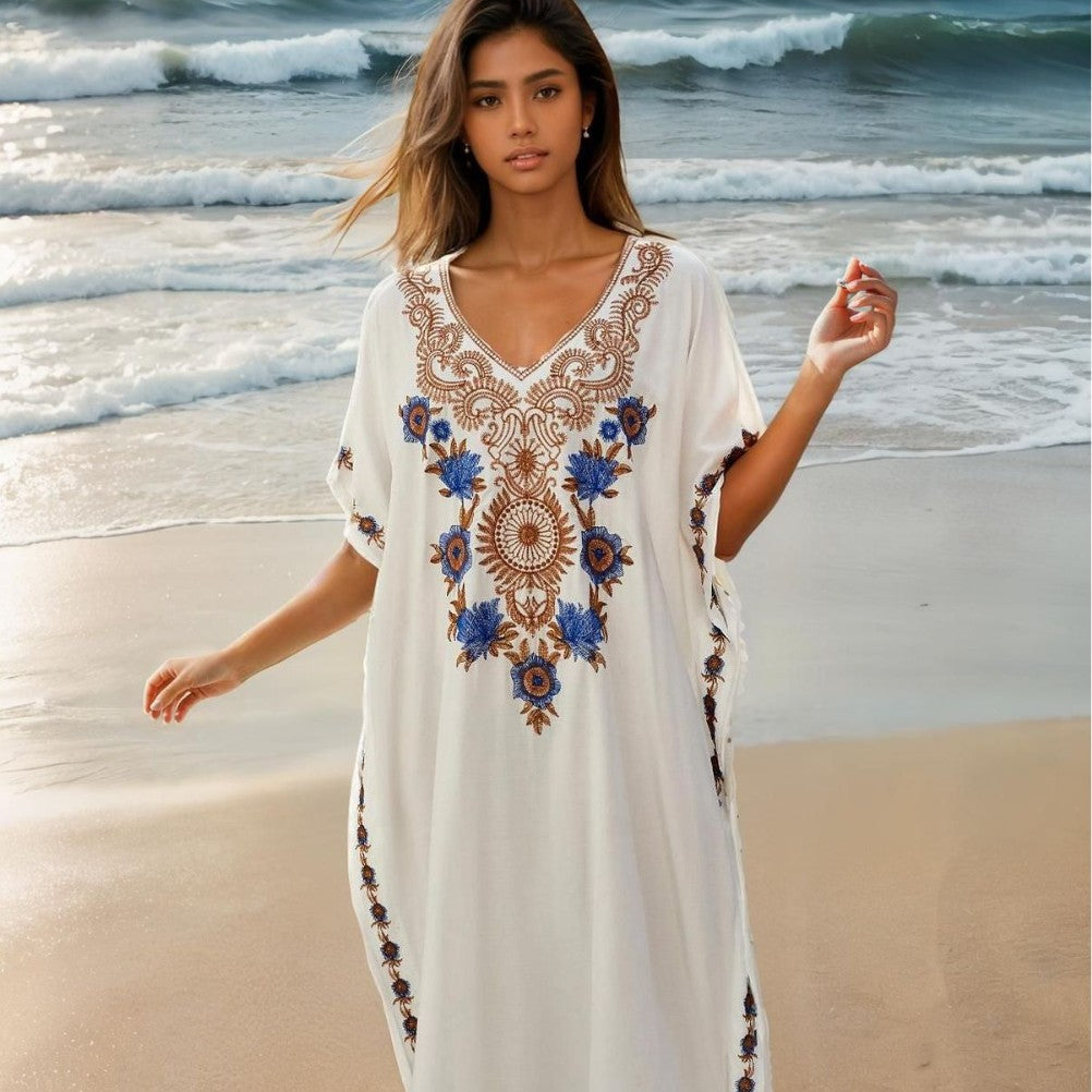Dame Strandkaftan med detaljeret broderi Stilla