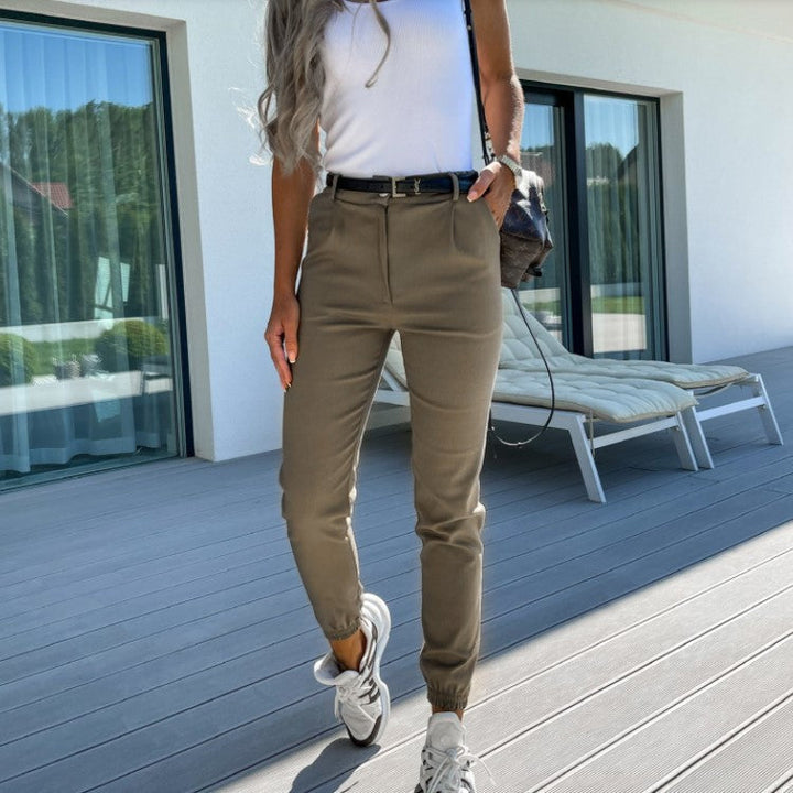 Stilla | Forkortet Snit Smalt og Tapered Stretch Elastisk Bund Lommer