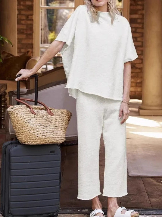Dame Relaxed Fit Top og brede Bukser Sæt Stilla
