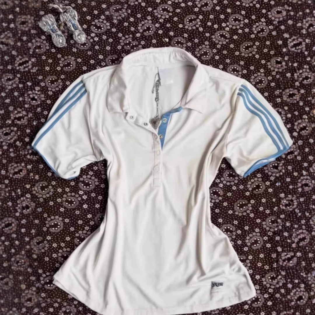 Dame Sportiv Polo-Shirt med stribet krave Skovae