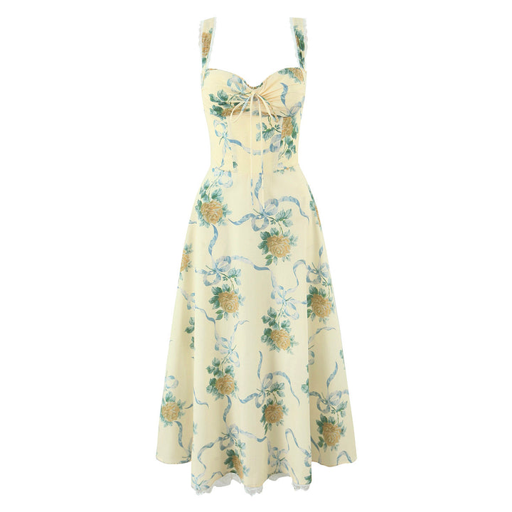 Dame Elegant Maxikjole med blomstret design og raffinerede flæsedetaljer Stilla