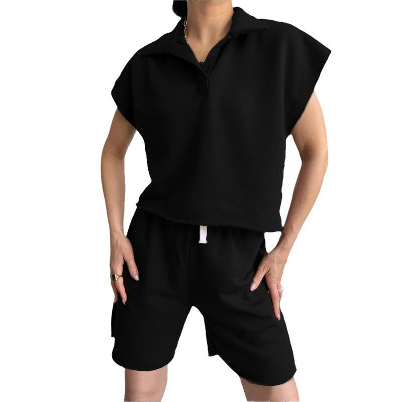 Kvinders afslappede polo shirt og shorts sæt Skovae