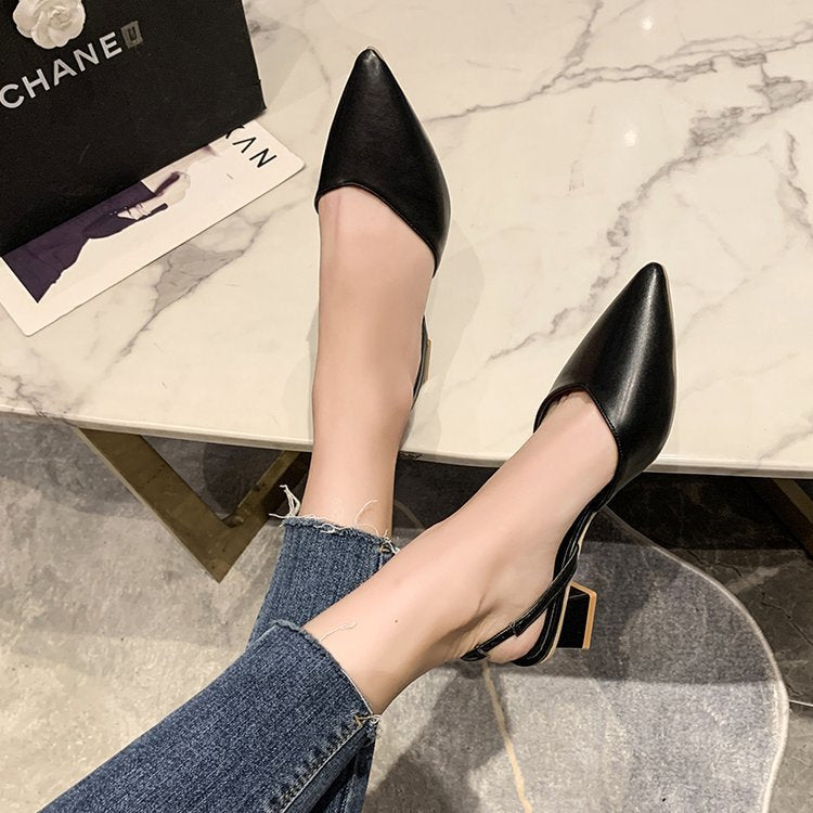 Dame Elegante Slingback Pumps med smart snit og komfortabel blokhæl Stilla