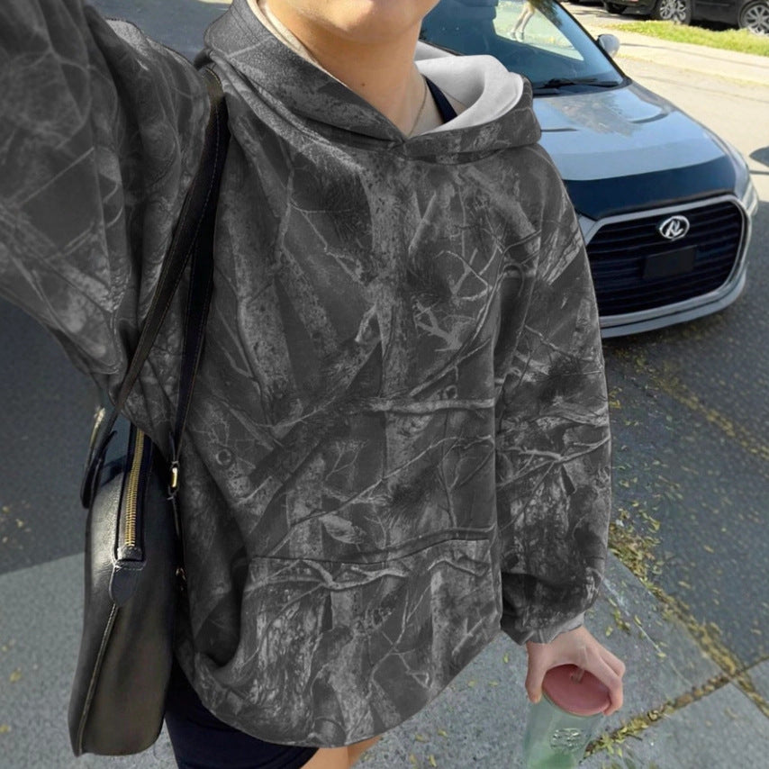 Kvinders afslappede hoodie med camouflage mønster Stilla