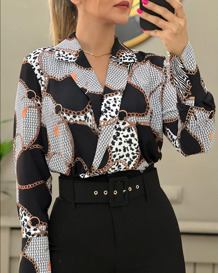 Dame Elegant og moderne bluse med kunstnerisk tryk Stilla