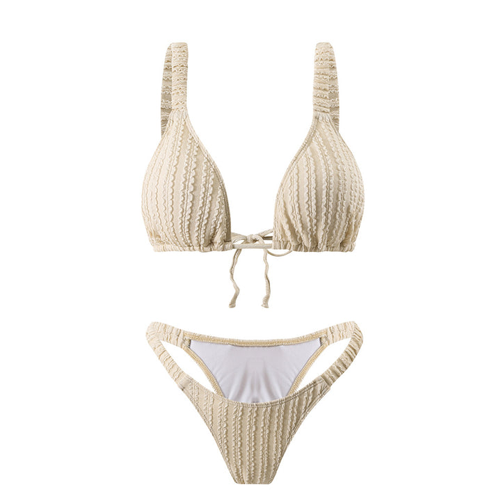 Dame Triangel-Bikini med elegant ruffles design og justerbart bindebælte Stilla