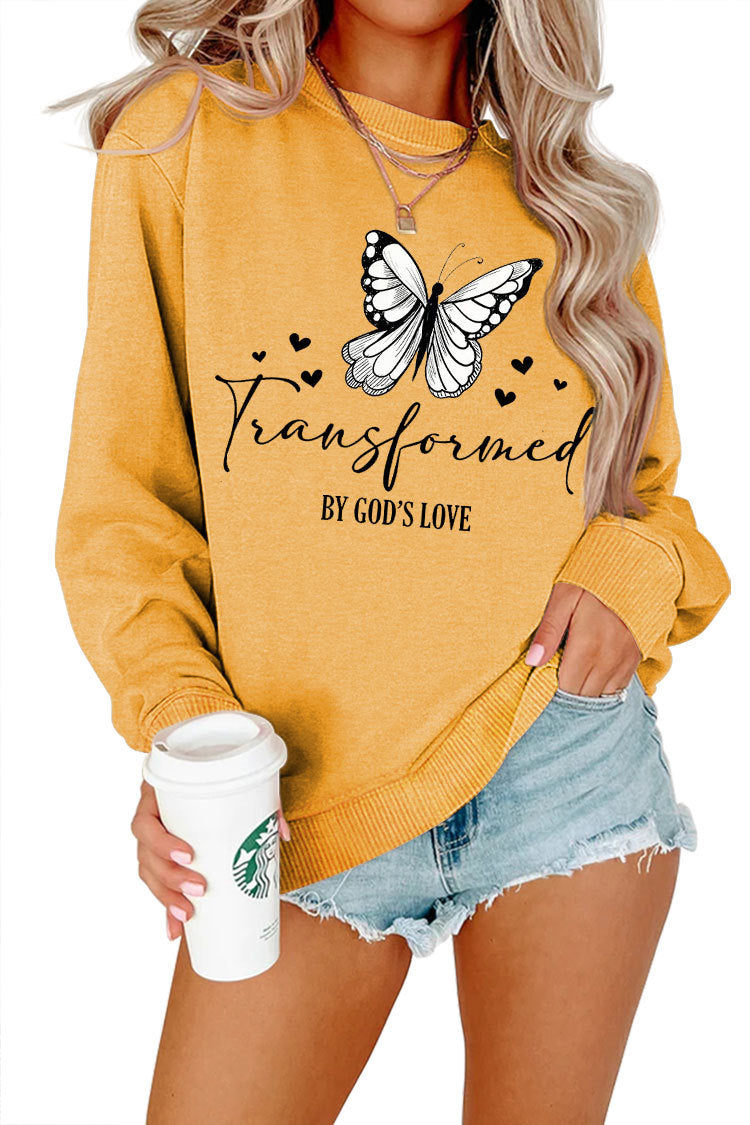 Kvindernes sweatshirt med kunstnerisk sommerfuglemotiv og inspirerende slogan Stilla