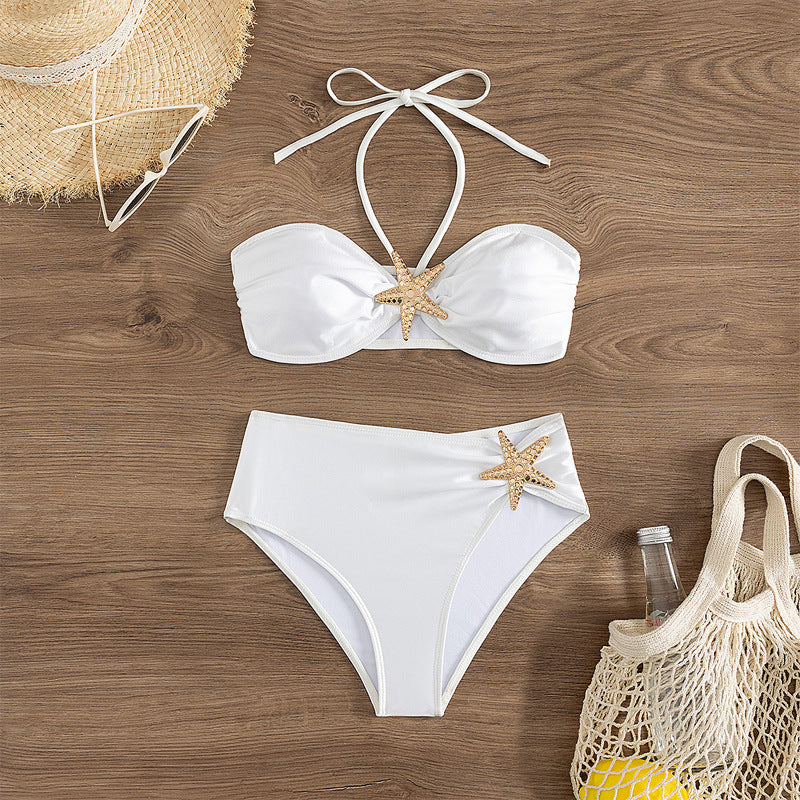 Damer højtaljet bikini med elegante skald udsmykninger Skovae
