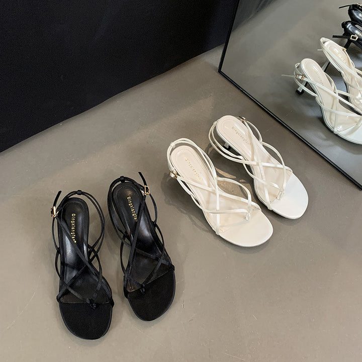 Dame Riemchen-sandaler med strukturerede stropper og behagelig blokhæl Stilla
