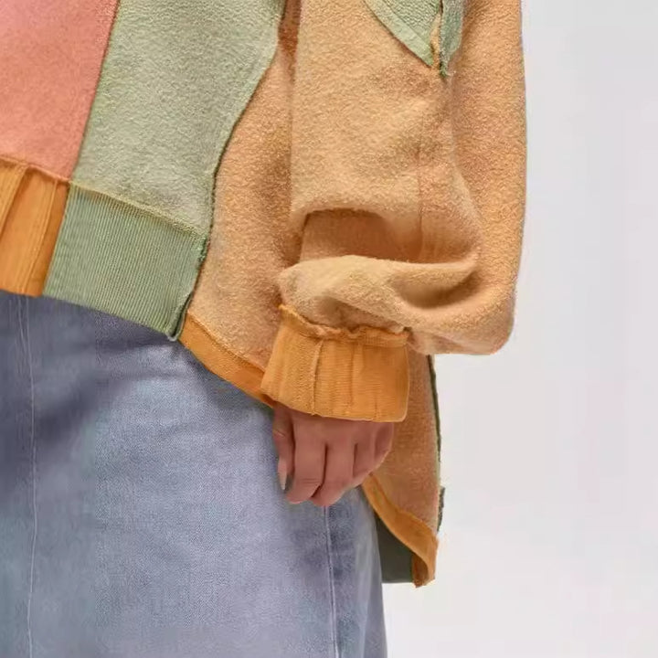 Dame moderne oversized pullover med unik farvemix Stilla