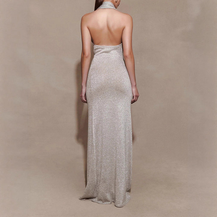 Damer Elegant Maxi kjole med skinnende stof og raffineret vavledetail Skovae