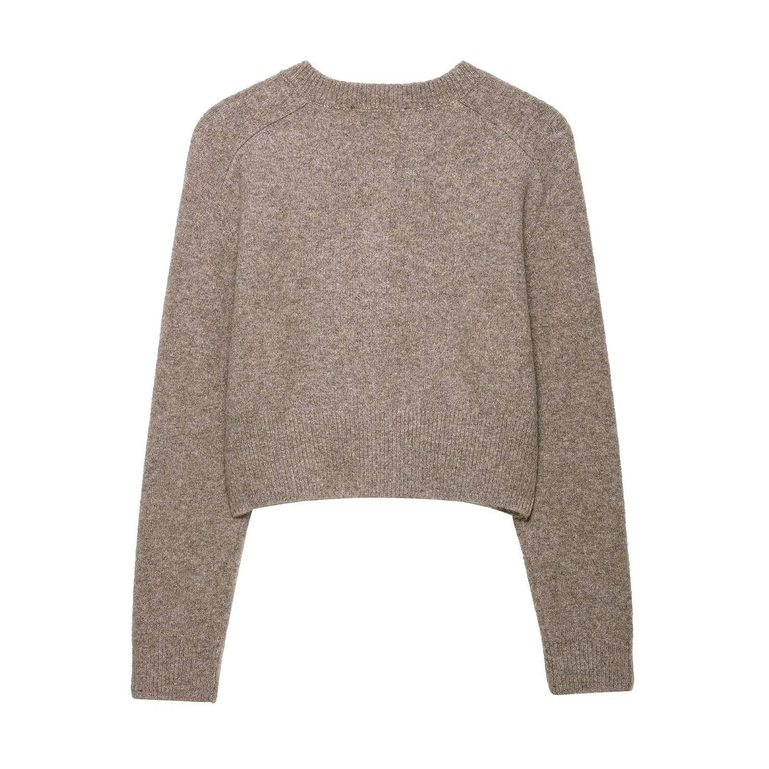 Dame cropped strikjakke med knaplukning Stilla