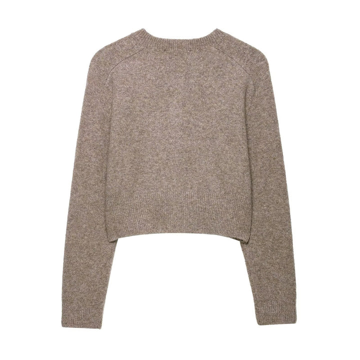 Dame cropped strikjakke med knaplukning Stilla