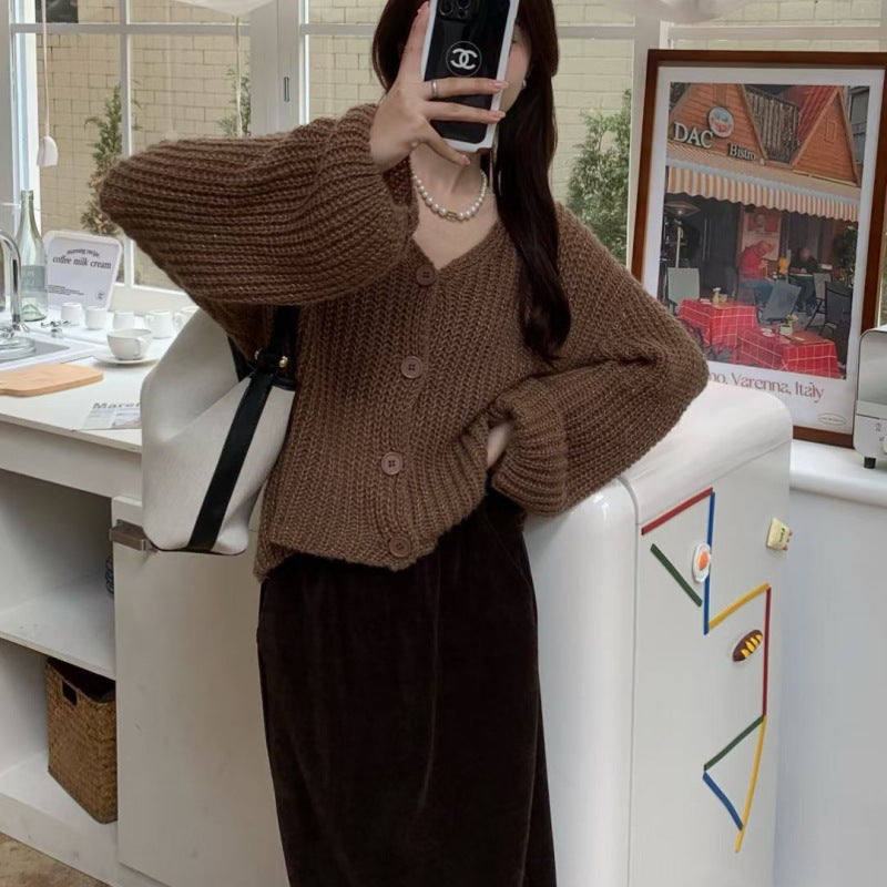 Dame cardigan med oversized ærmer og knapdetalje Stilla