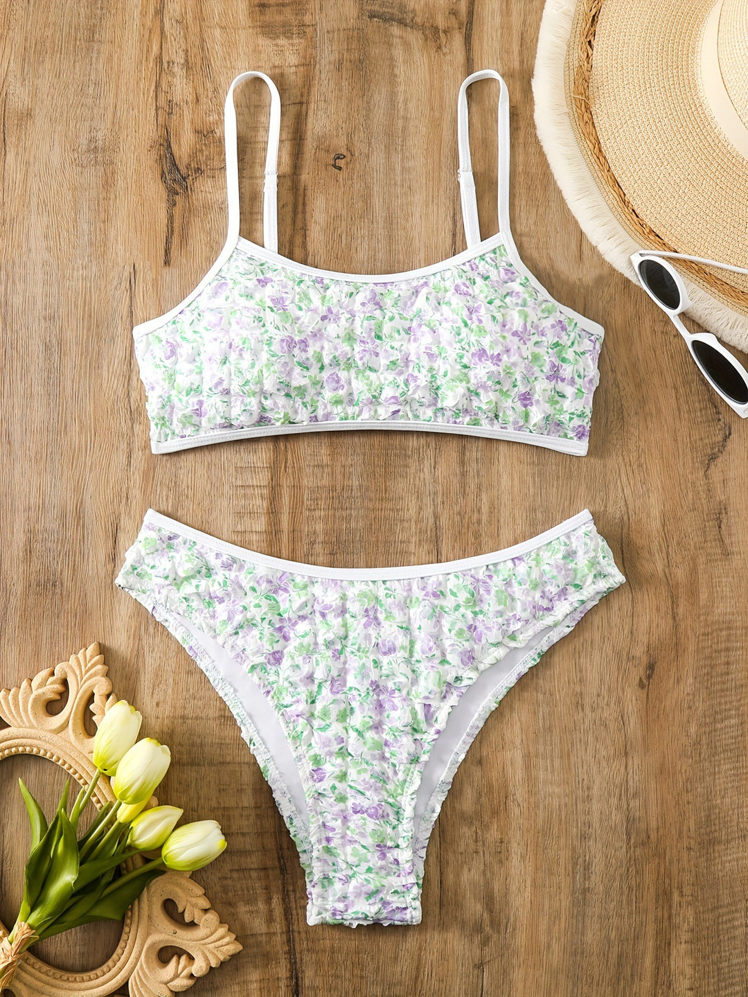 Dame Bikini-sæt med elegant blomsterdesign Skovae