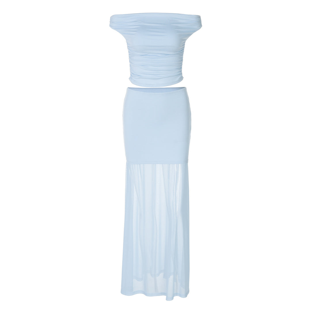 Damer Elegant Off-Shoulder Maxikjole med rynket overdel Skovae