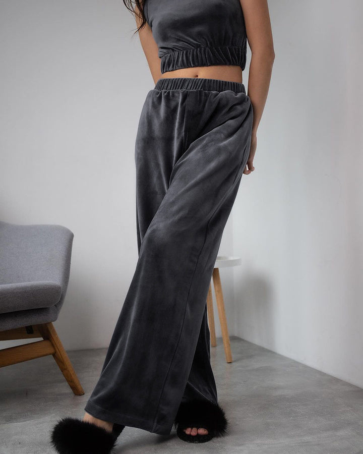 Dame Loungewear-sæt med elastisk talje og ærmeløs Crop-Top Stilla