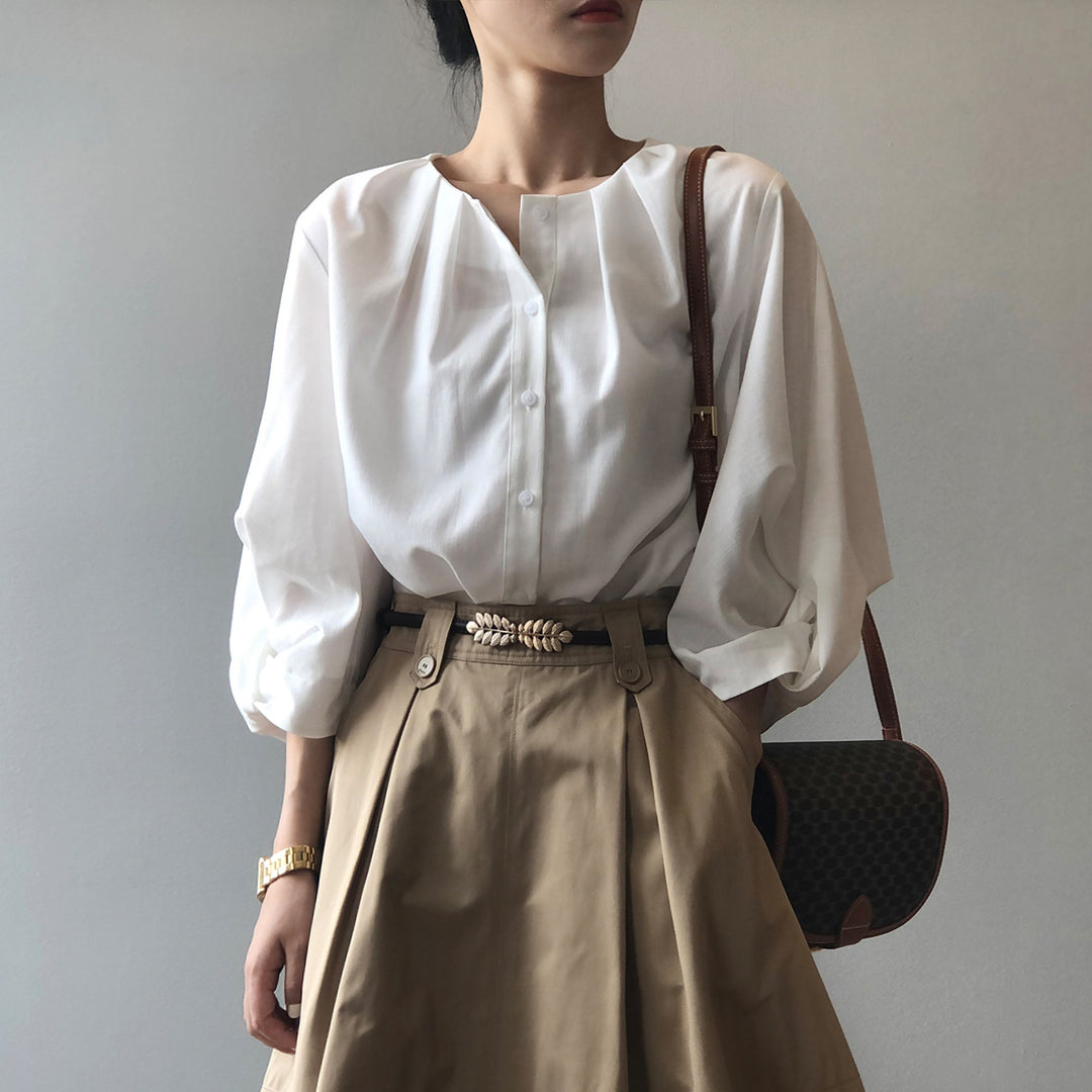 Dame bluse top med elegant knapdetaljer Stilla
