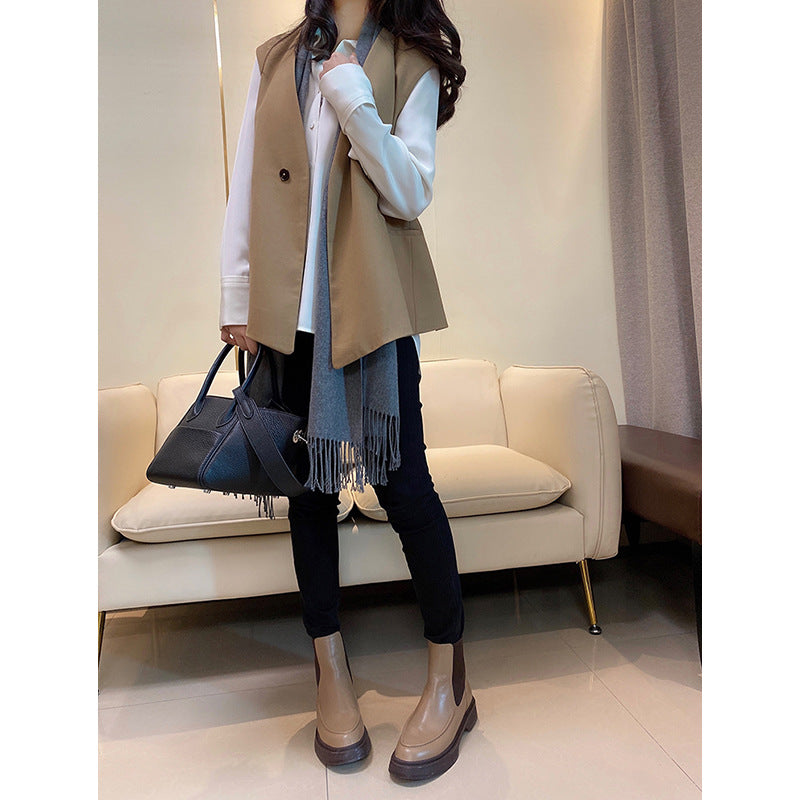 Dame elegant vest med asymmetrisk snit og praktiske lommer Stilla