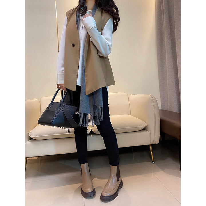Dame elegant vest med asymmetrisk snit og praktiske lommer Stilla
