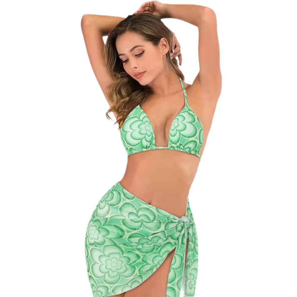 Dame badedragt sæt med blomster mønstre og sidelæns bånd Stilla