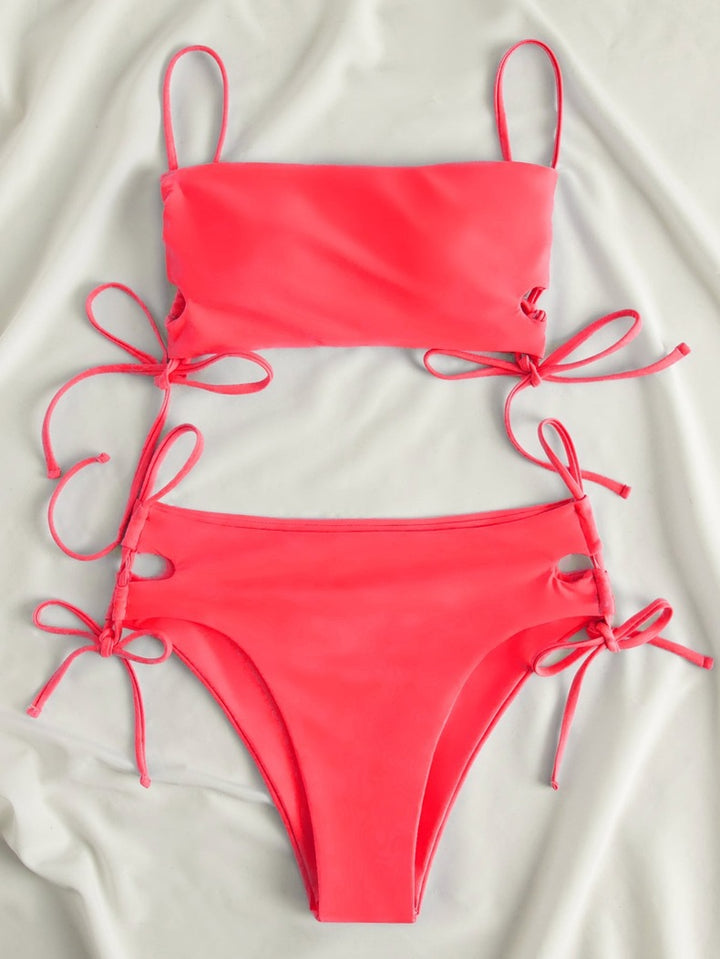 Dame bandeau bikini med raffinerede bindebånd Skovae